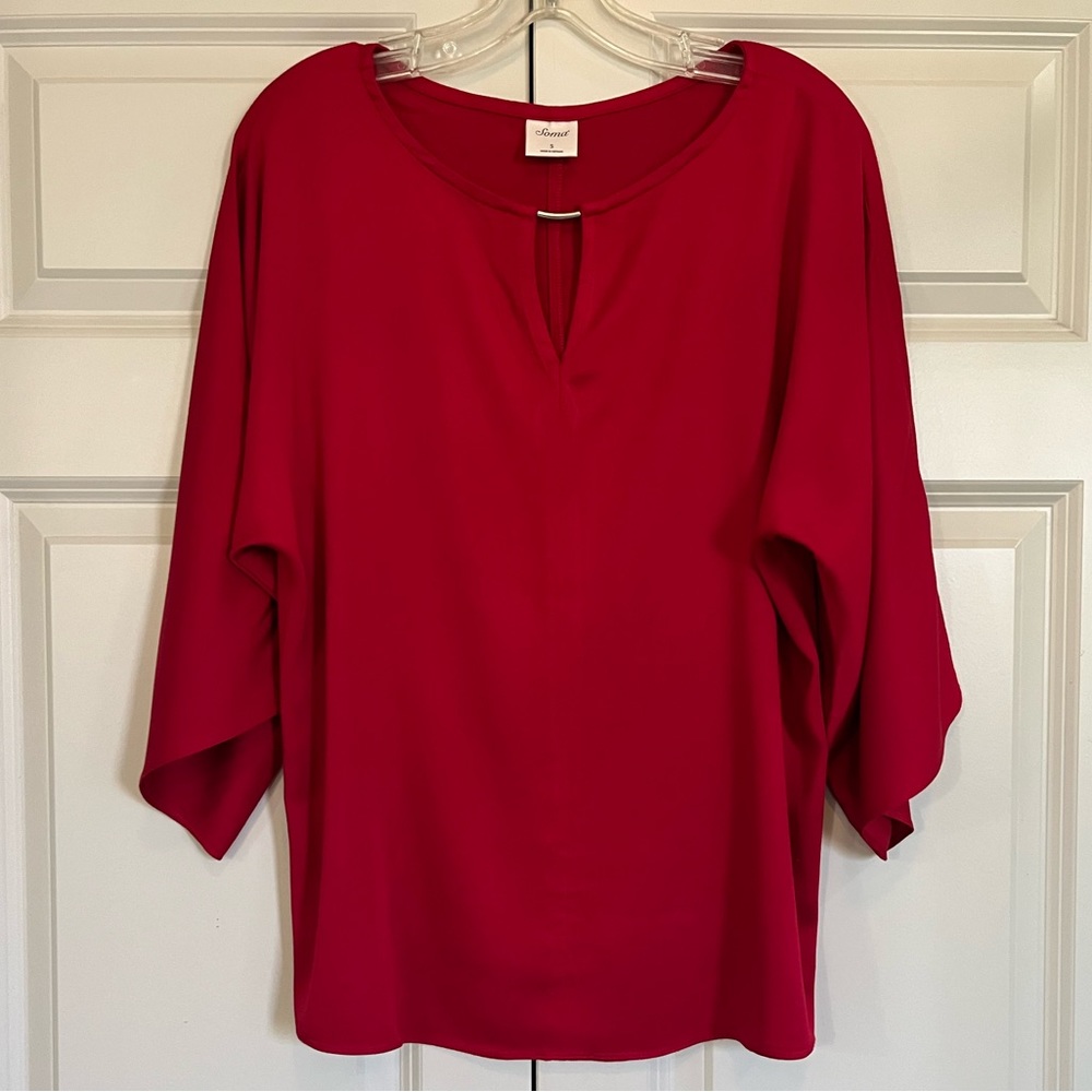 Soma Red Keyhole Blouse, Size Small